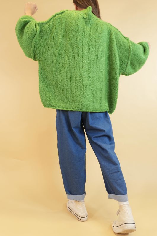 Big Softie Funnel Grunge Knit Olive Zing